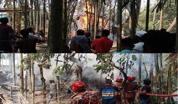 ভোলার উপশহর বাংলা বাজারে বসতঘরে আগুন