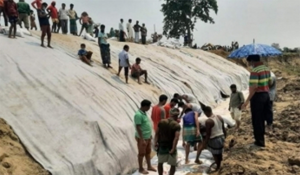 নালিতাবাড়ীতে ভোগাই নদীর তীর রক্ষা বাঁধ নির্মান শুরু