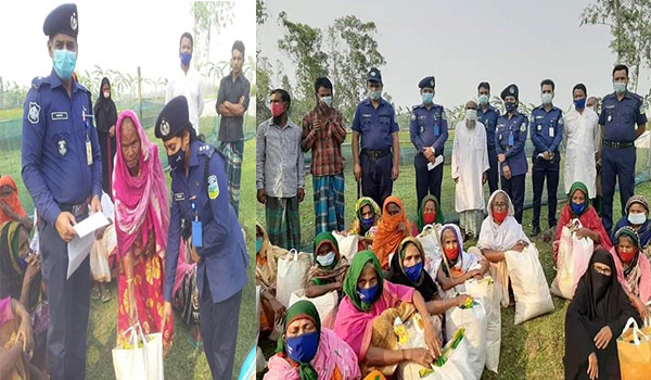 সোহাগপুর বিধবা পল্লীতে পুলিশের খাদ‍্যসামগ্রী বিতরণ