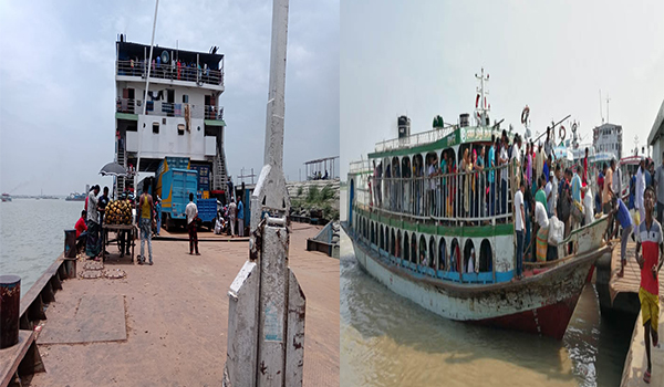 বাংলাবাজার-শিমুলিয়া নৌরুটে ফেরিতে যাত্রী শুন্য, লঞ্চে ভরপুর