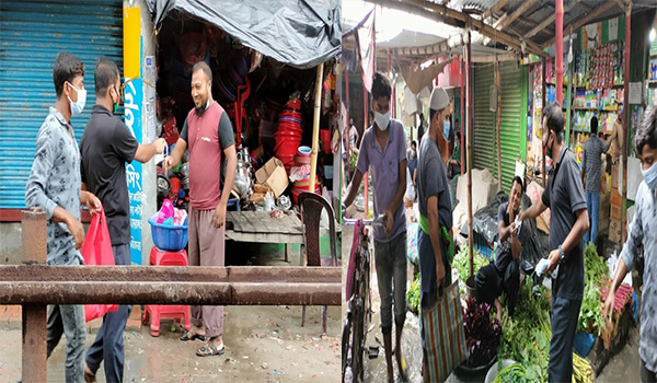 কুষ্টিয়ায় করোনা মহামারি বৃদ্ধি পাওয়ায় সম্মিলিত পেশাজীবী পরিষদের উদ্যোগে মাস্ক বিতরণ