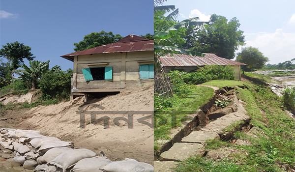 ধলই নদীর ঝুঁকিপূর্ণ বাঁধ সংস্কার হয়নি ৮ বছরে, নদীগর্ভে বিলীনের পথে বসতবাড়ি