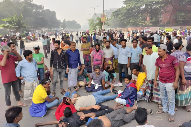 রাজধানীতে আবারও ব্যাটারিচালিত রিকশাচালকদের সড়ক অবরোধ, যান চলাচল বন্ধ